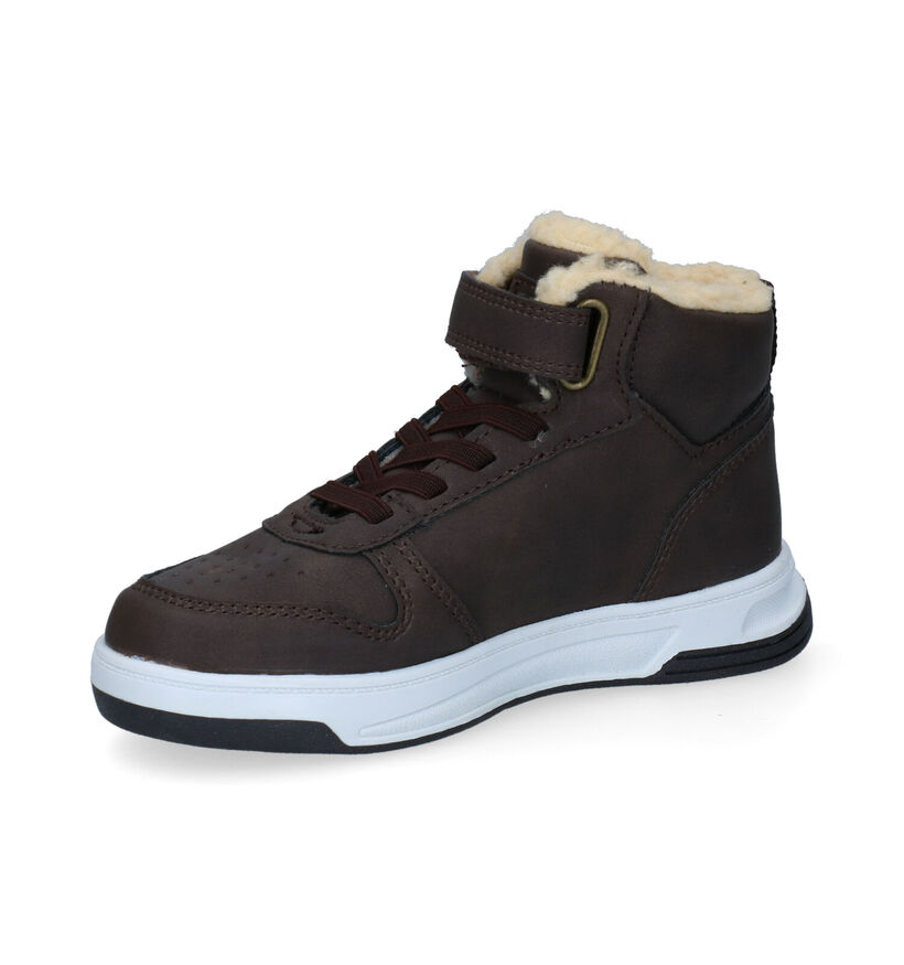 Milo & Mila Bruine Hoge Sneakers in kunstleer (297261)