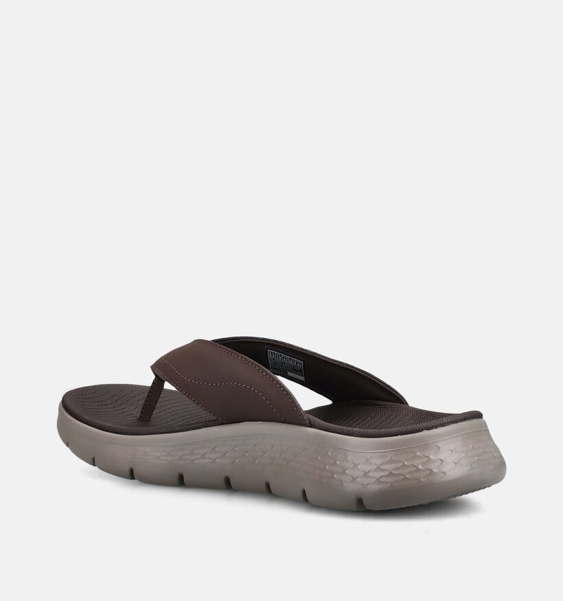 Skechers Walk Flex Tongs en Brun fonc&eacute; pour hommes (371078)