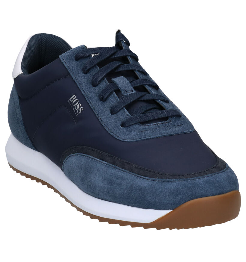 Hugo Boss Sonic Runn Blauwe Veterschoenen in stof (276413)