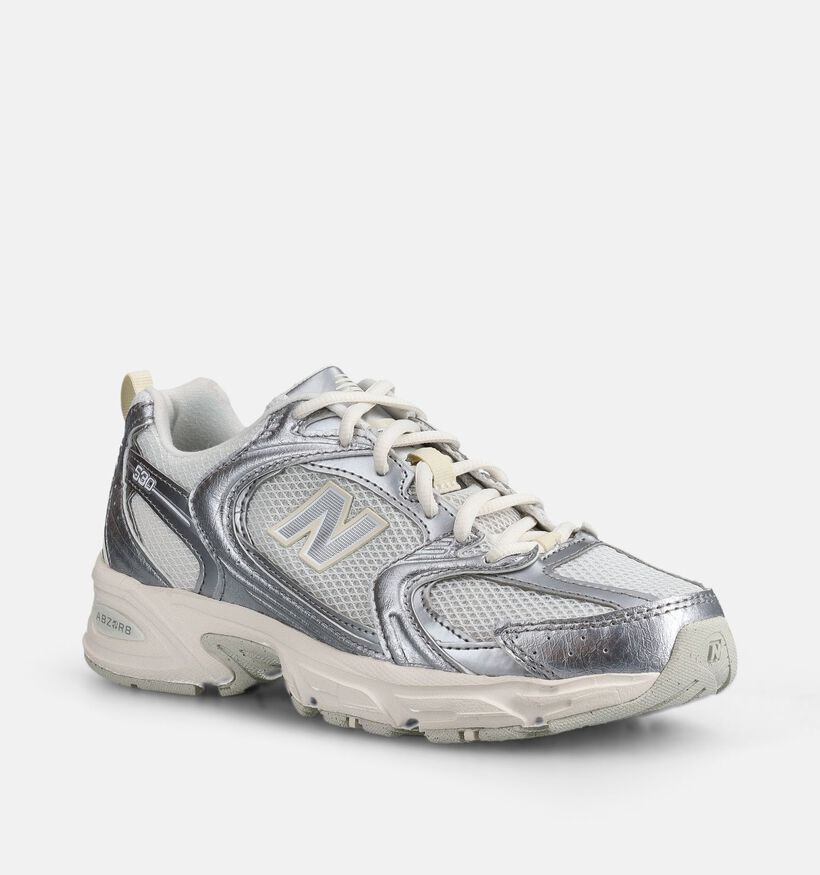 New Balance 530 Baskets en Blanc/Argent pour femmes (366094) - pour semelles orthop&eacute;diques