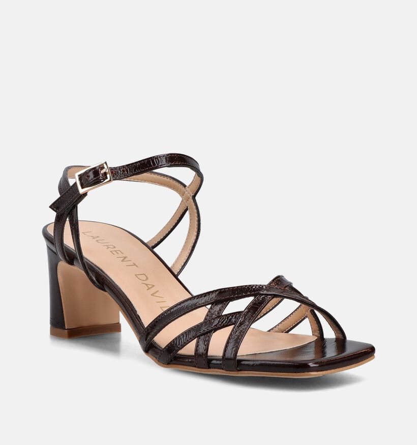 Laurent David Vernica Mogano Sandales &agrave; talons en Brun fonc&eacute; pour femmes (374162)