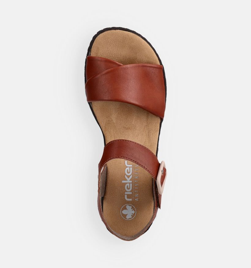 Rieker Sandales compens&eacute;es en Cognac pour femmes (370434)
