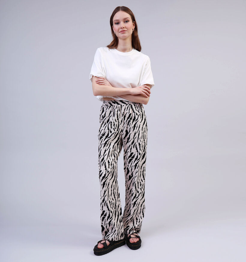 Pieces Tarlem Graphic Zebra Wijde Broek Wit voor dames (357385)