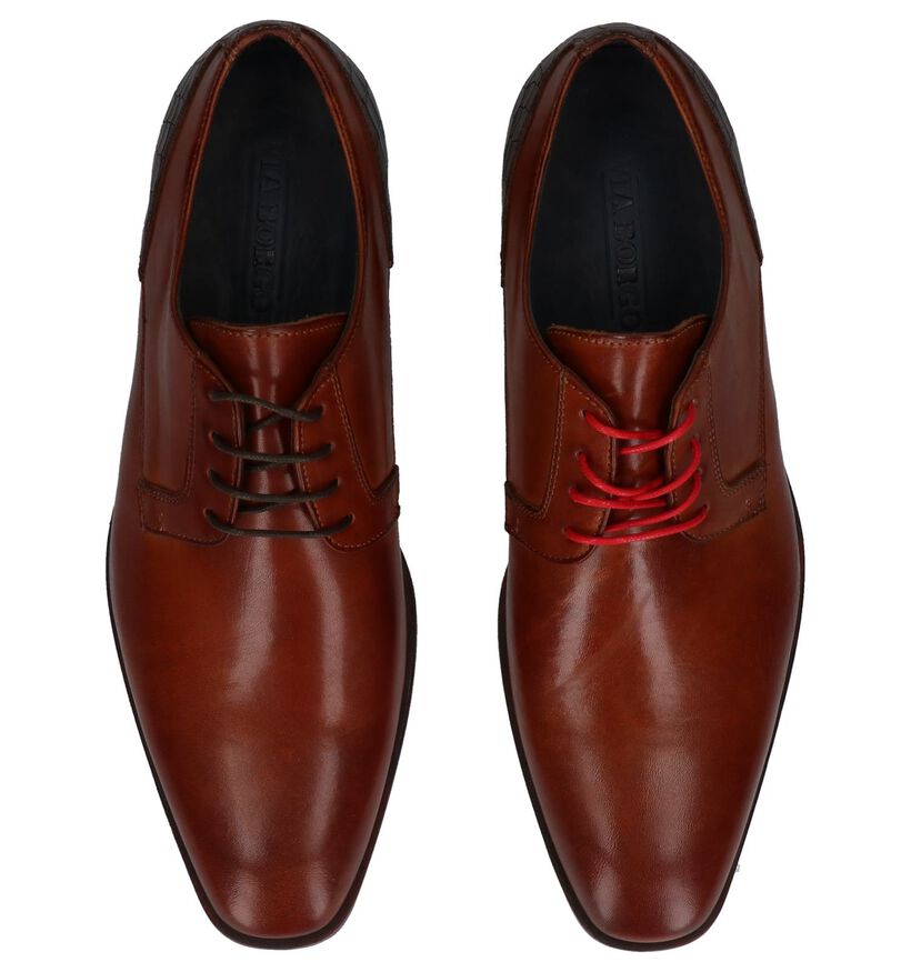 Via Borgo Cognac Veterschoenen in leer (279953)