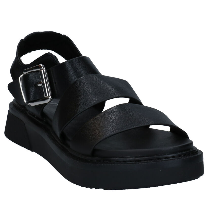 Youh! Sandales plates en Noir en simili cuir (285763)