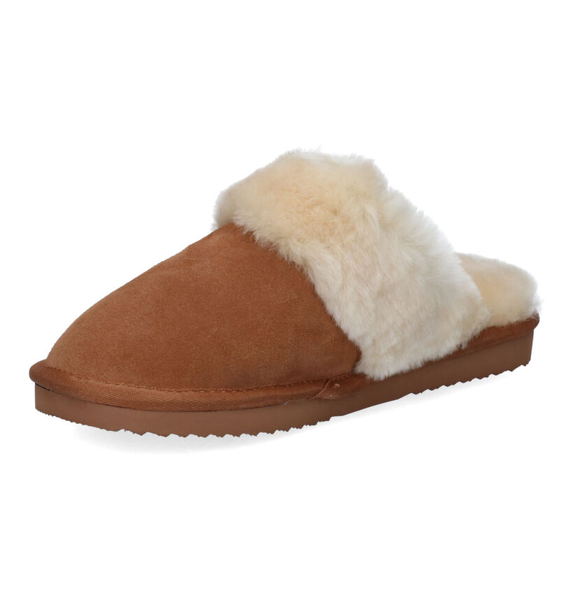 Warmbat Flurry Pantoufles en laine en Cognac pour femmes (329908)
