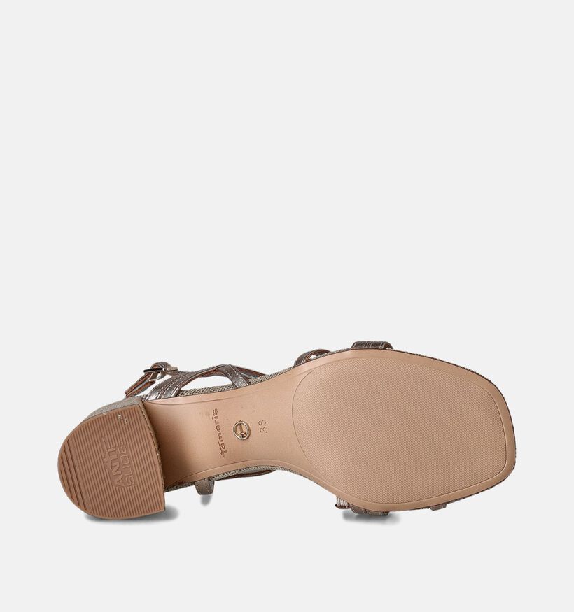 Tamaris Sandales avec talon carré en Bronze pour femmes (354443)