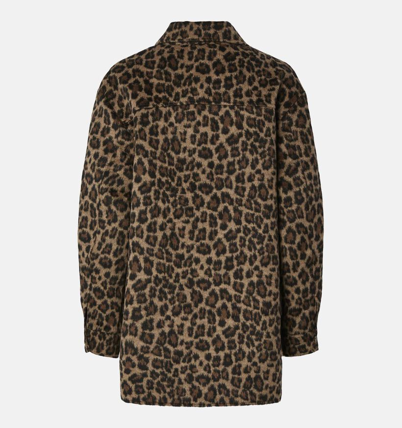 Pieces Saga Leopard Bruine Shacket voor dames (361134)