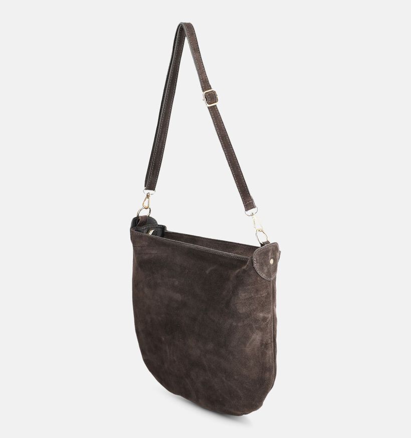 Via Limone Donkerbruine Schoudertas met Gevlochten Schouderriem voor dames (385058)