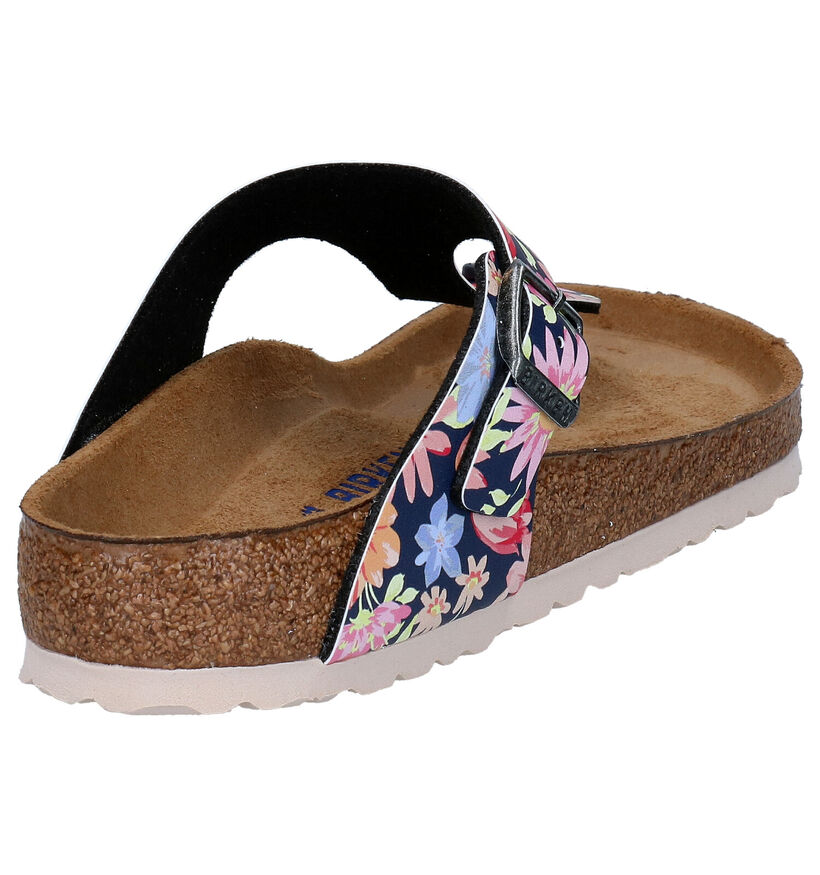 Birkenstock Gizeh Birko-Flor Zwarte Teenslippers voor dames (338058)