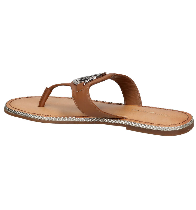 Tommy Hilfiger Essential Cognac Teenslippers in leer (285445)