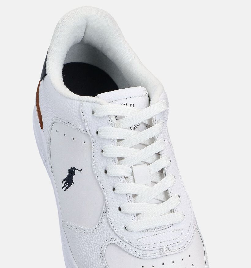 Polo Ralph Lauren Mastercourt Chaussures plates en Blanc/Bleu fonc&eacute; pour hommes (366444)