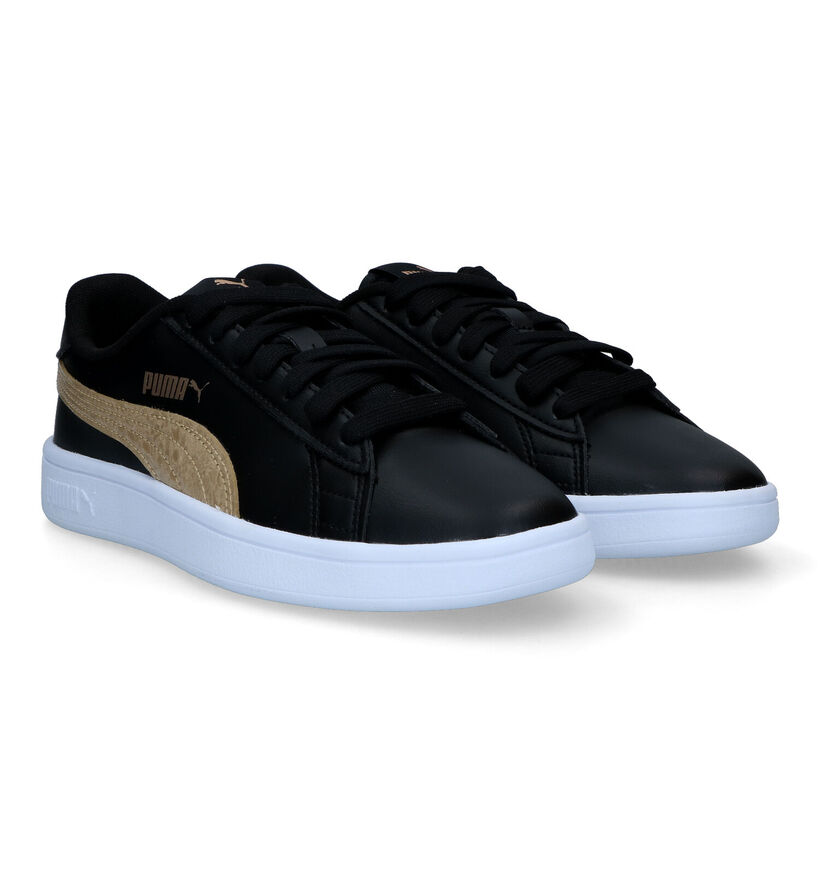 Puma Smash v2 Metallics JR Baskets en Noir pour filles (318764)