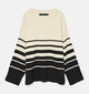 Vero Moda Curve Saba Gestreepte Ecru/Zwarte Trui voor dames (362589)