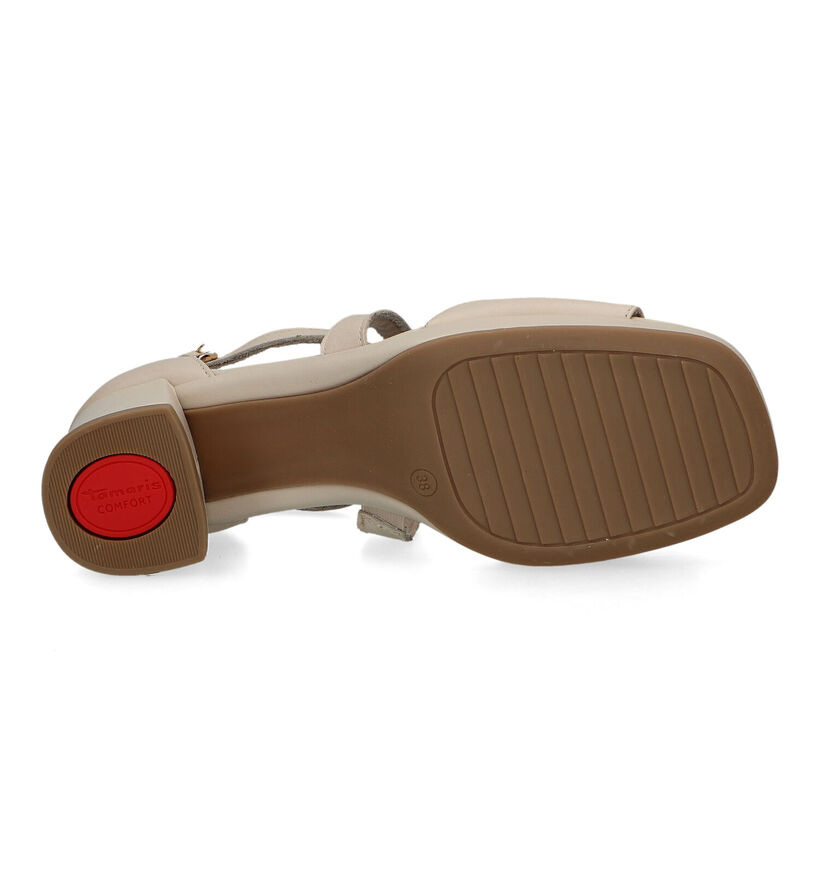 Tamaris Comfort Beige Sandalen met gesloten hiel in leer (323053)