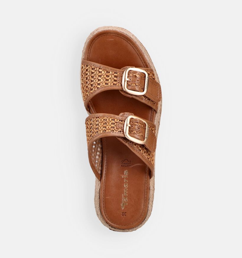 Tamaris Bruine Slippers met Gevlochten Platformzool voor dames (371713)