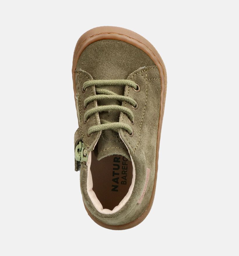 Naturino Barefoot Amur Zip Boots &agrave; lacets en Vert pour gar&ccedil;ons (380188) - pour semelles orthop&eacute;diques