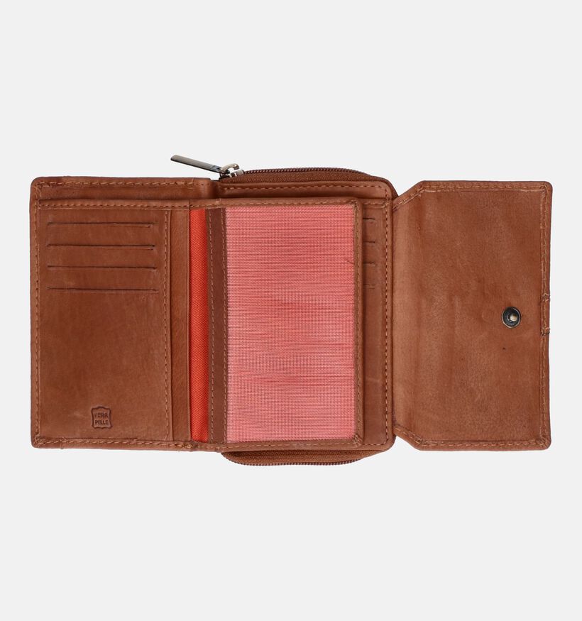Euro-Leather Porte-monnaie à rabat en Cognac pour femmes (353565)