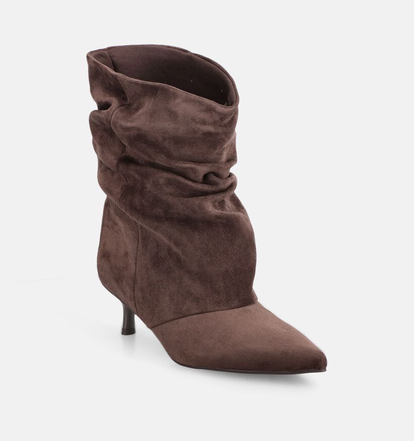 Posh by Poelman Donkerbruine Laarzen met Hak voor dames (380668)