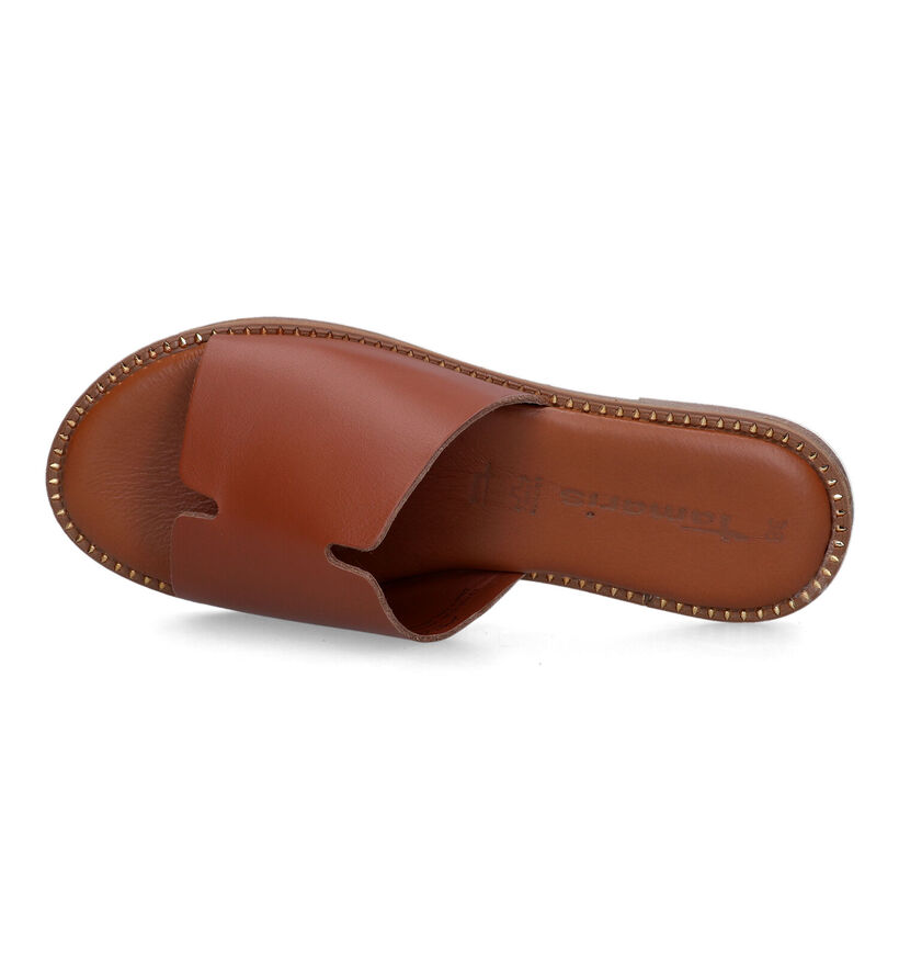 Tamaris Groene Platte slippers in leer (335495)