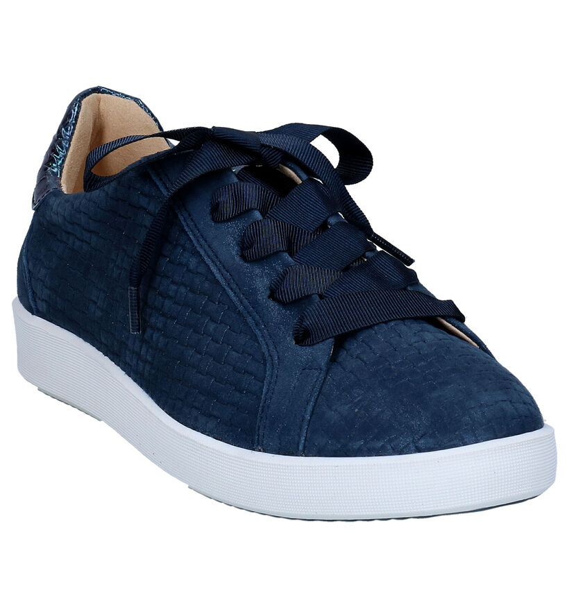 Softwaves Blauwe Rits-Veterschoenen in nubuck (289994)