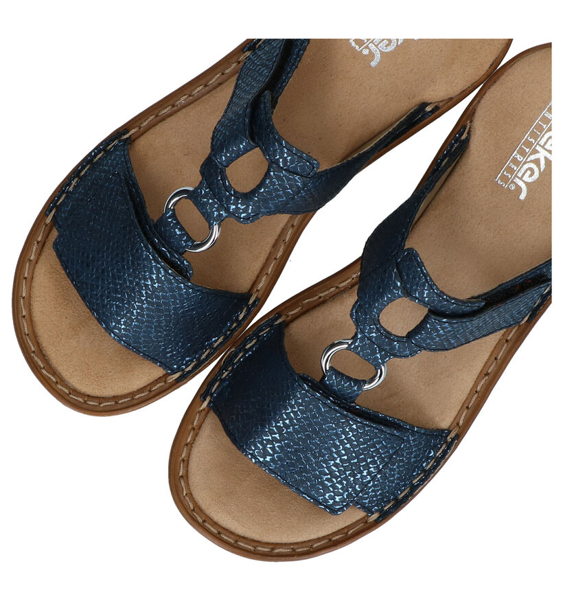 Rieker Nu-pieds plates en Bleu foncé pour femmes (339077)