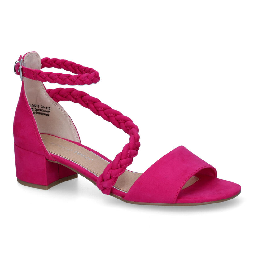 Marco Tozzi Sandales &agrave; talons en Noir en textile (305942)