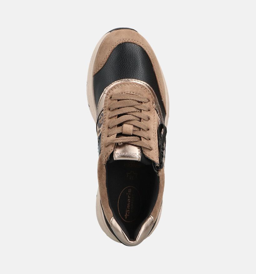 Tamaris Comfort Bruine/Zwarte Sneakers voor dames (360416) - geschikt voor steunzolen