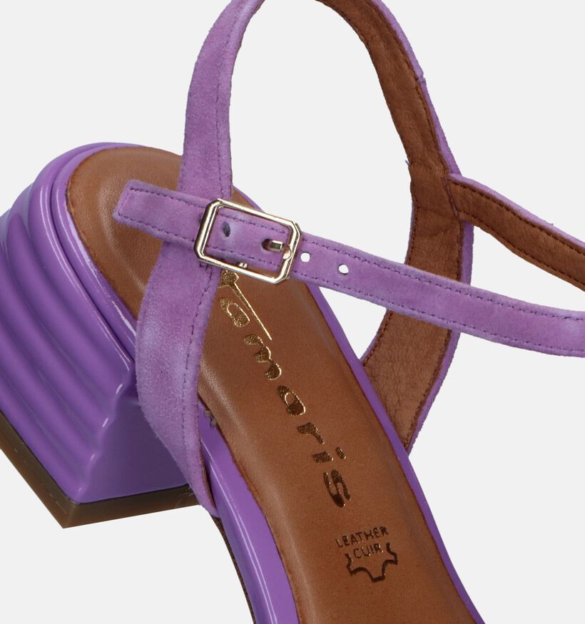 Tamaris Sandales avec talon carré en Mauve pour femmes (338291)