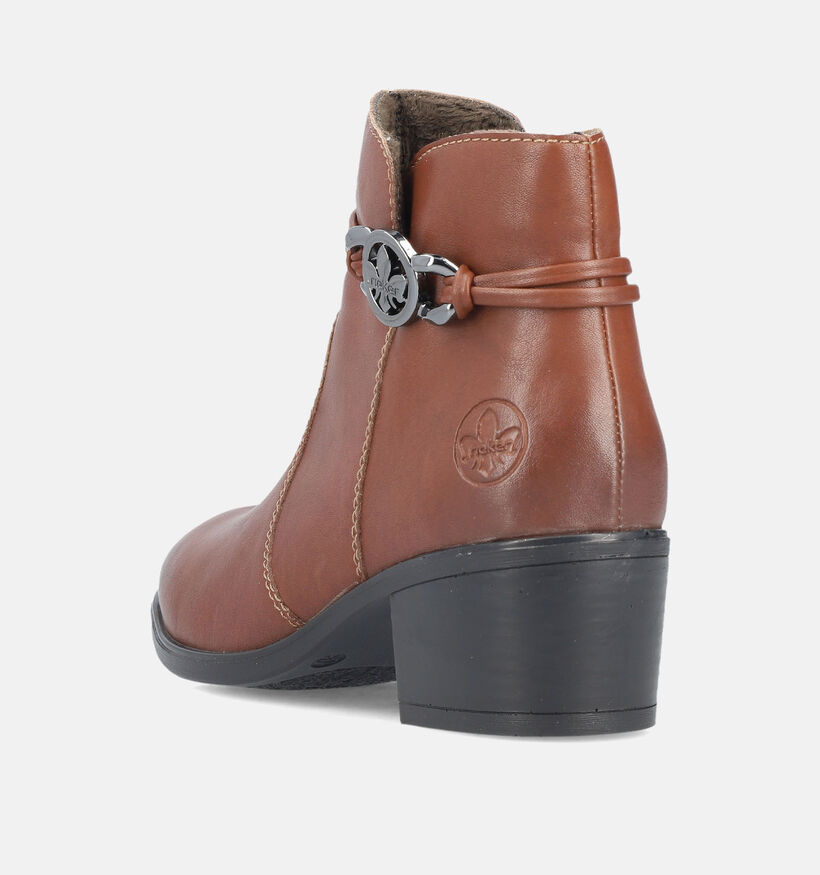 Rieker Cognac Enkellaarzen met blokhak voor dames (347444)