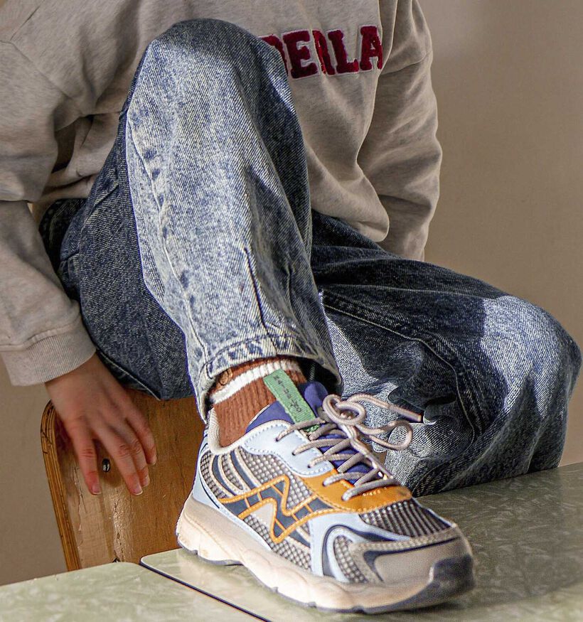 Naturino Wave Blauwe/Grijze Sneakers voor jongens, meisjes (364294) - geschikt voor steunzolen