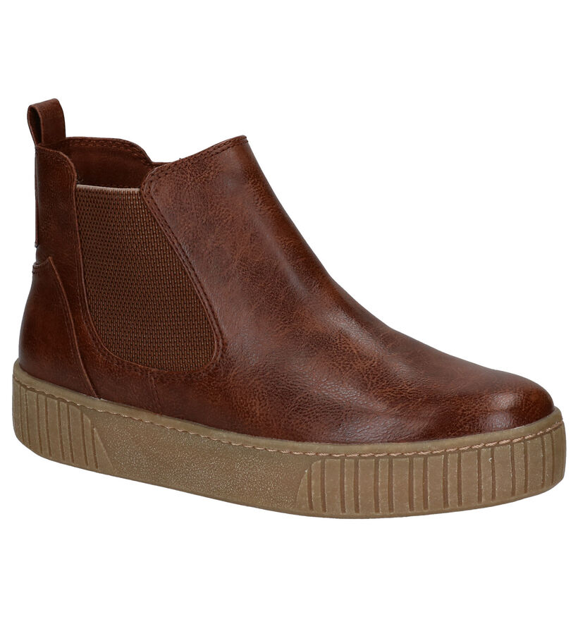 Marco Tozzi Cognac Chelsea Boots in kunstleer (280486)