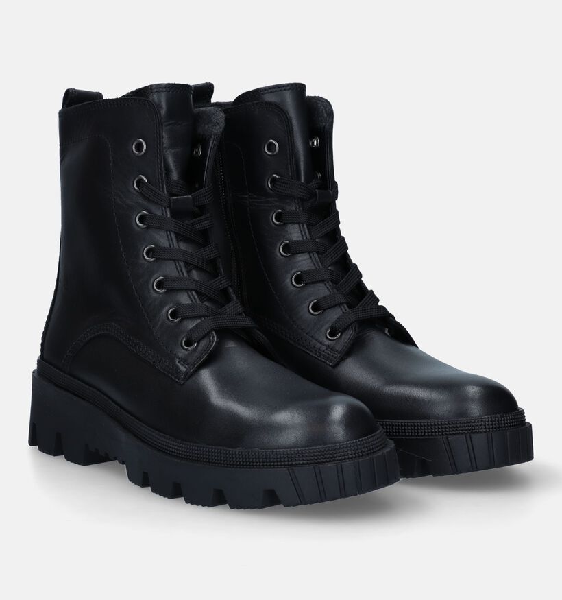 Gabor Zwarte Combat boots voor dames (331184) - geschikt voor steunzolen