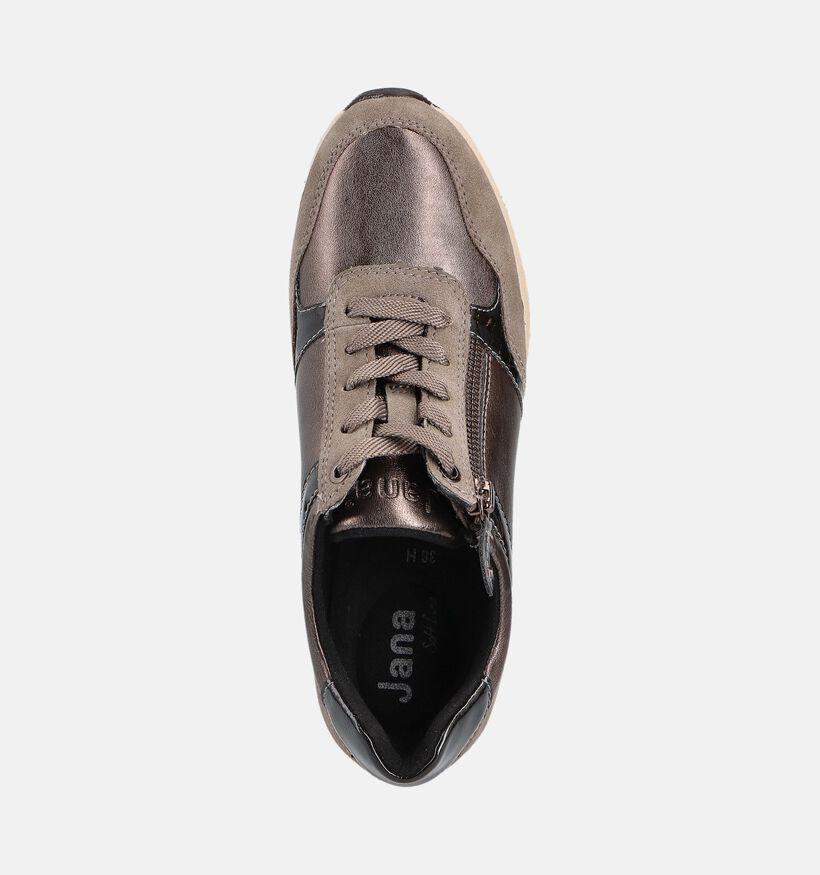Jana Taupe Sneakers met Veter en Rits voor dames (360424) - geschikt voor steunzolen