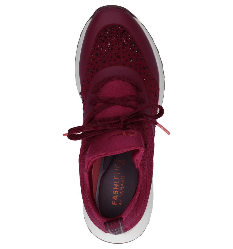 Bordeaux Slip-on Sneakers Tamaris Fashletics in stof (257098)