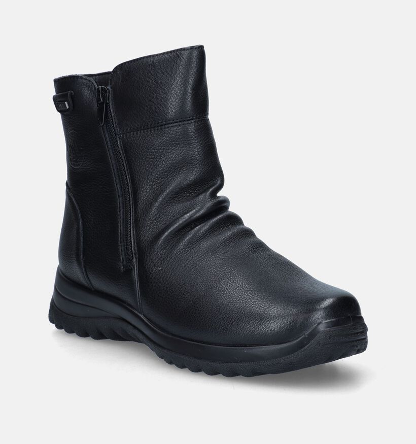 G-Comfort Zwarte Platte Enkellaarzen voor dames (348561) - geschikt voor steunzolen