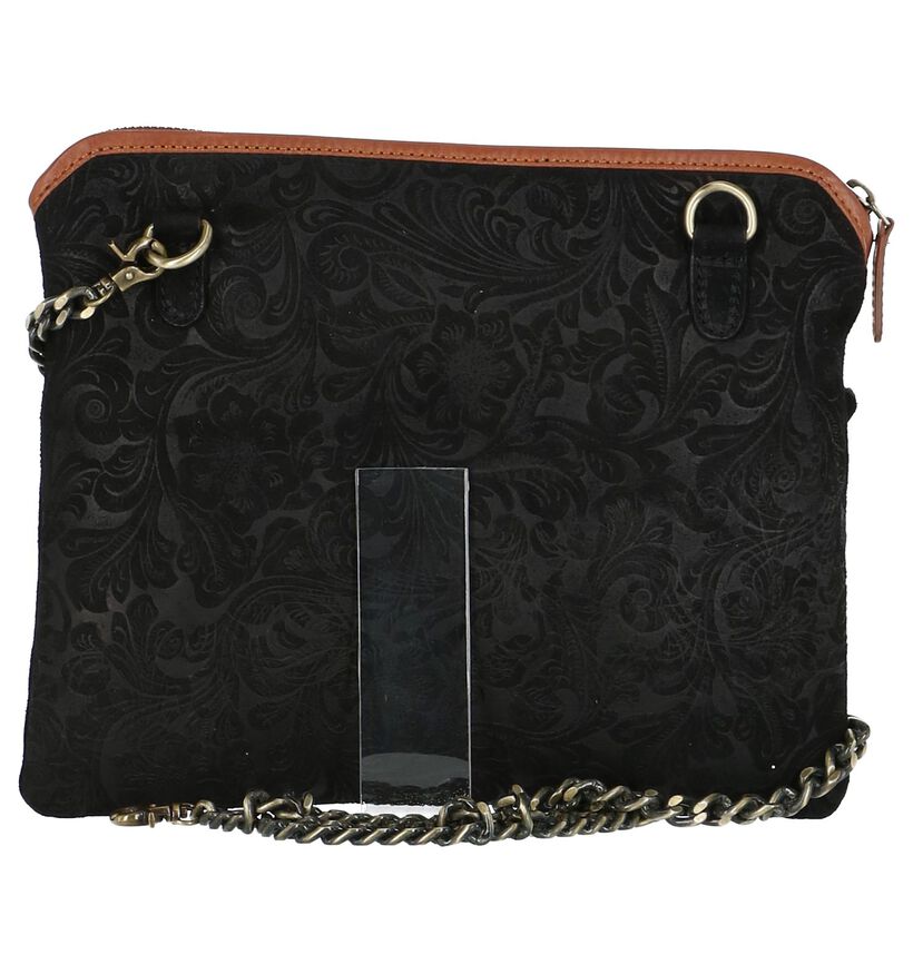 Crossbody Tas Via Roma Zwart met Print in nubuck (207967)