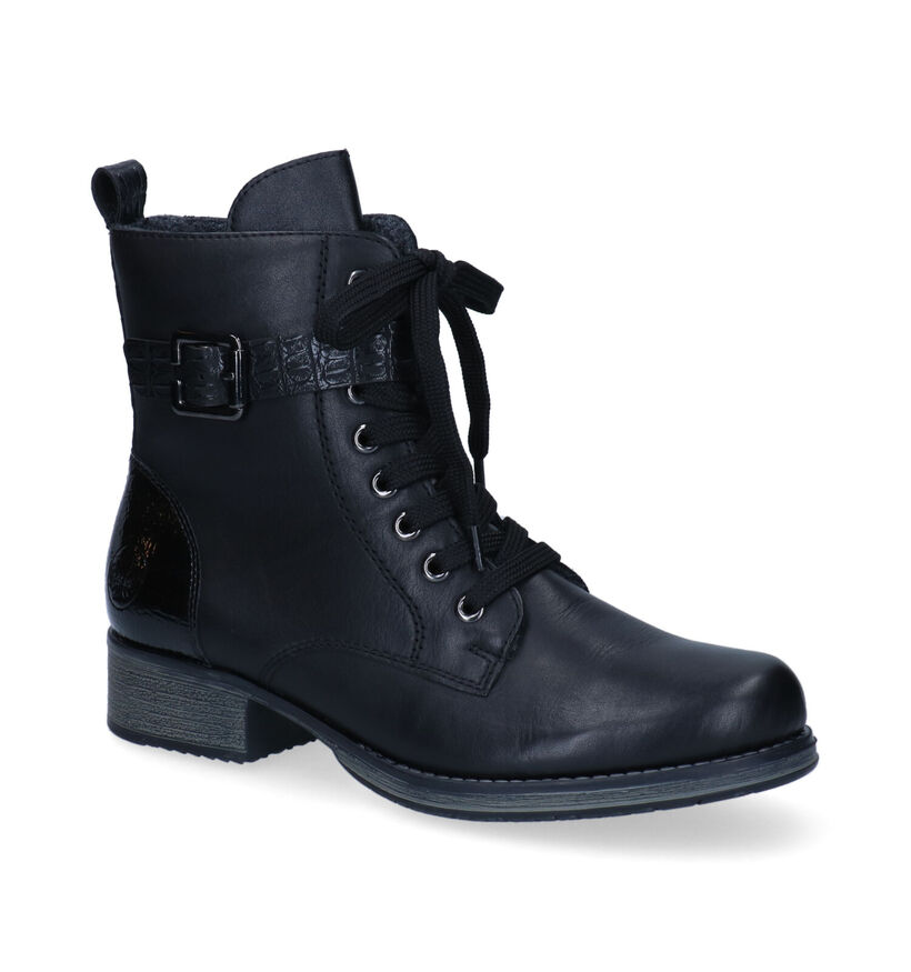 Rieker Boots à lacets en Noir en cuir (299367)