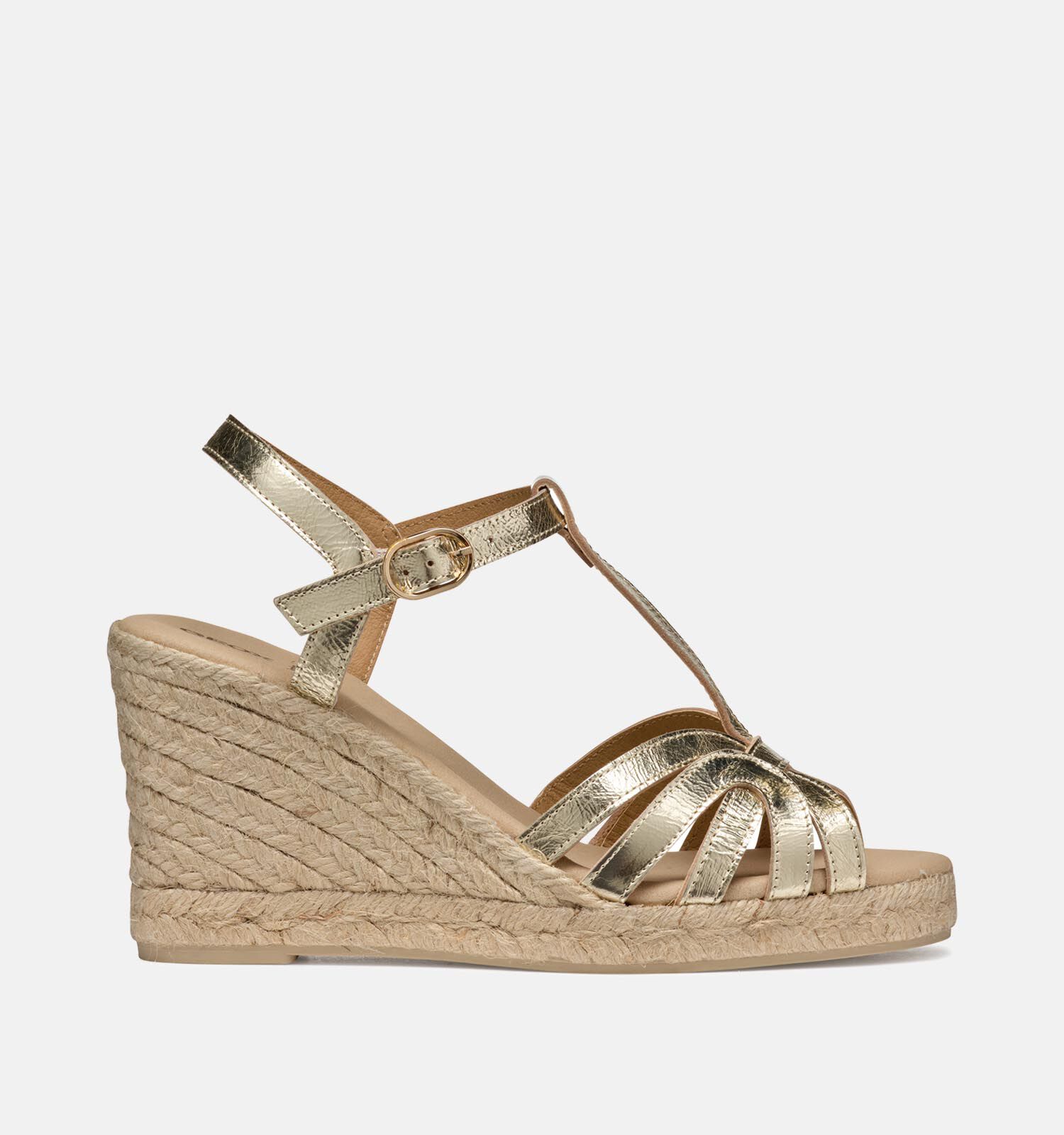 Geox Gelsa Gouden Sandalen met sleehak | Dames Sandalen | Online op TORFS.BE