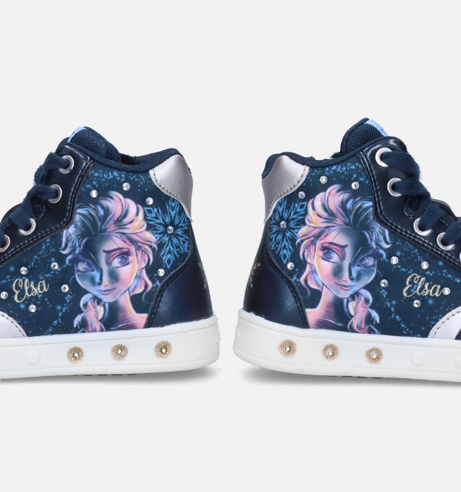 Geox Skylin Frozen Elsa Blauwe Sneakers Met Lichtjes Meisjes