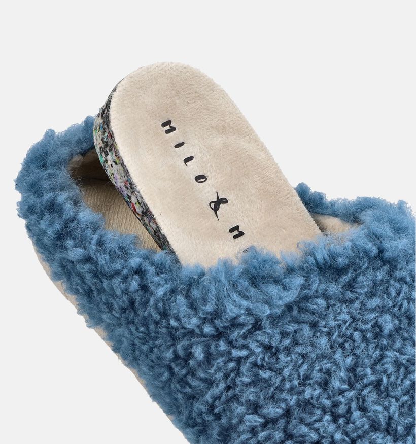 Milo & Mila Borreguillo Blauwe Open Pantoffels voor meisjes, jongens (381143) - geschikt voor steunzolen