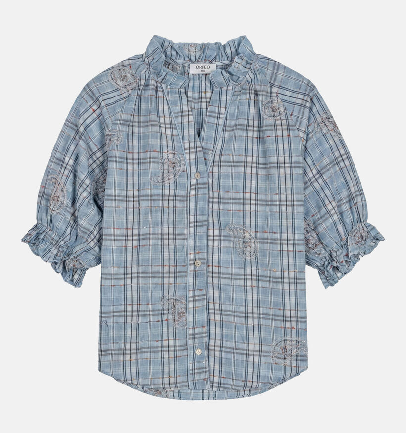 Orfeo Clery Blauwe Blouse Geruit voor dames (371921)