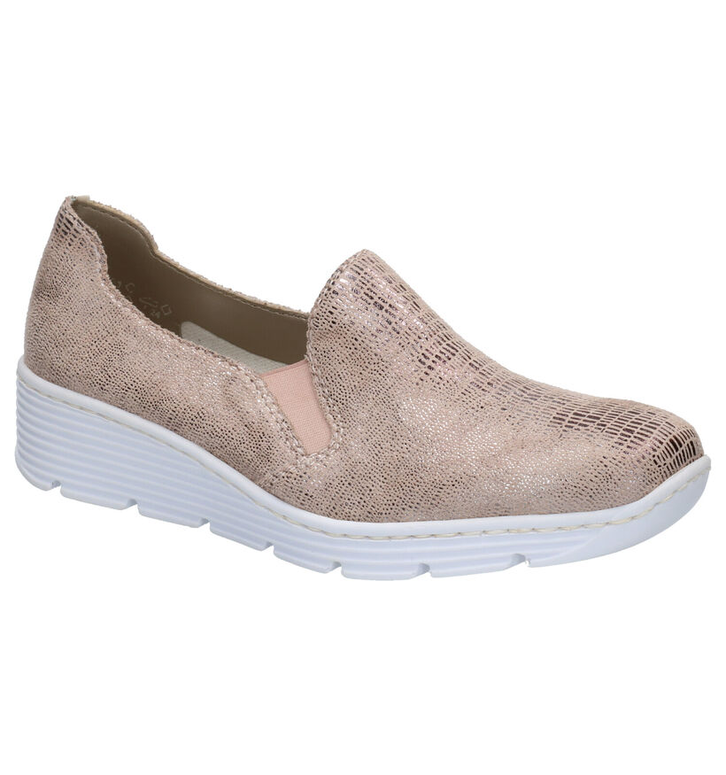 Rieker Chaussures slip-on en Or rose en textile (271869)