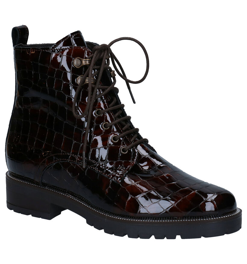 Gosh Bottines à lacets en Brun foncé en verni (278723)
