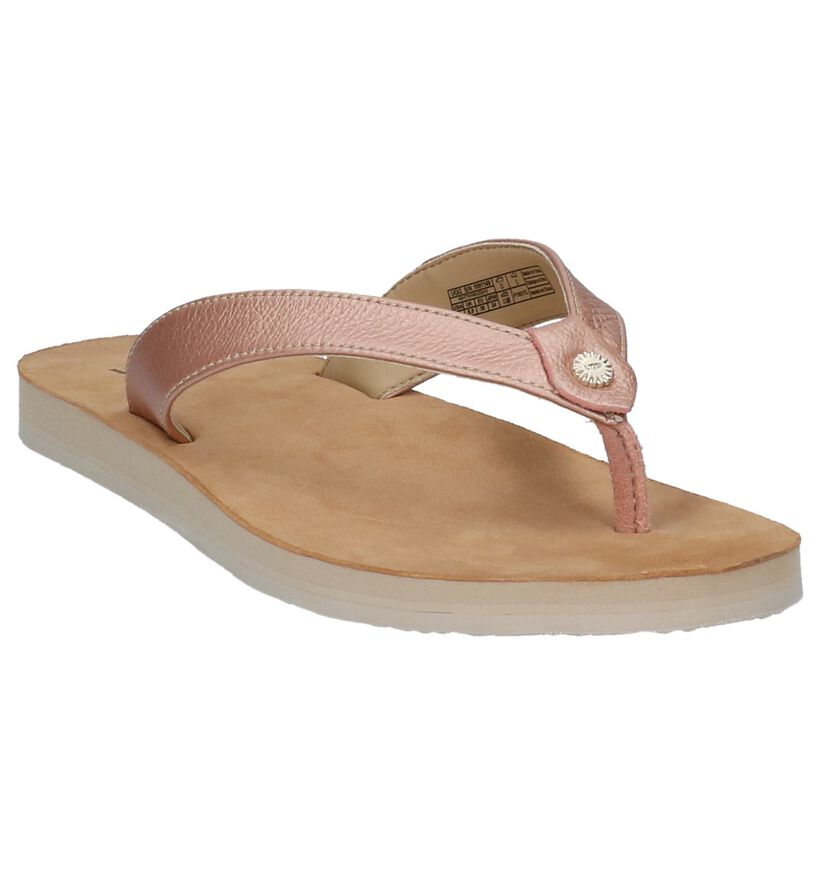 UGG Tongs en Or rose en cuir (210296)