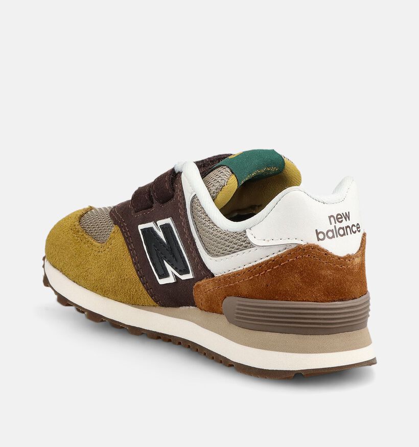 New Balance 574 Bruine/Okergele Sneakers voor jongens (377317) - geschikt voor steunzolen
