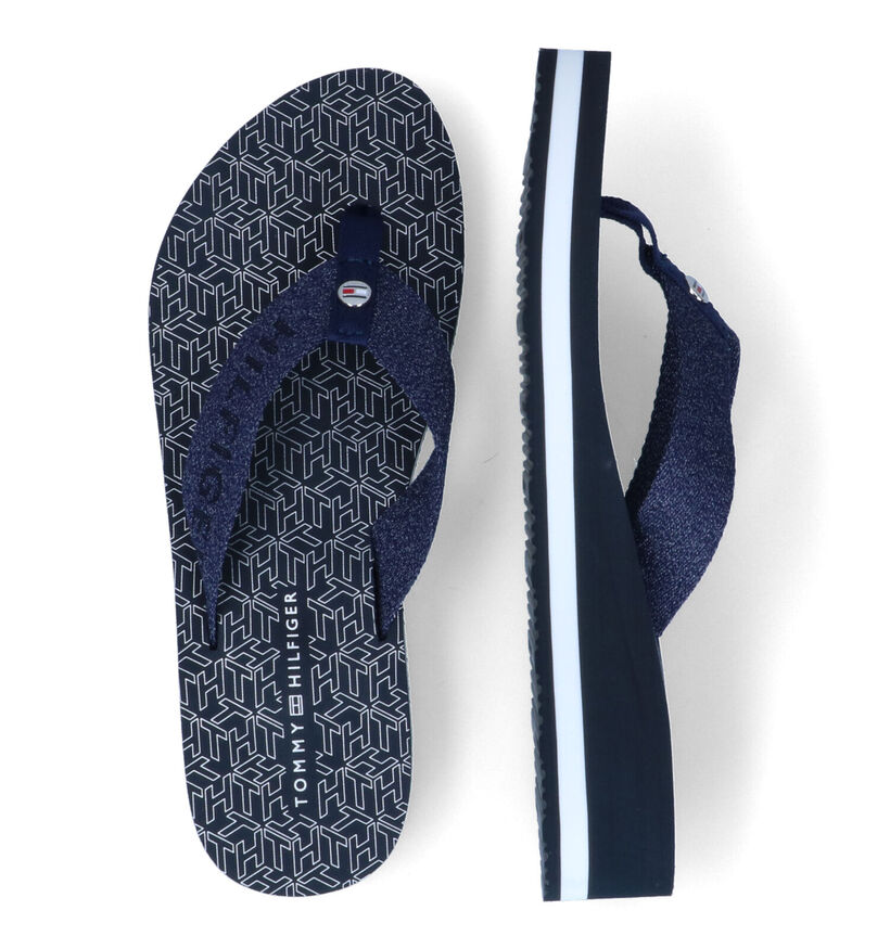 TH Tommy Webbing Tongs en Bleu pour femmes (304012)