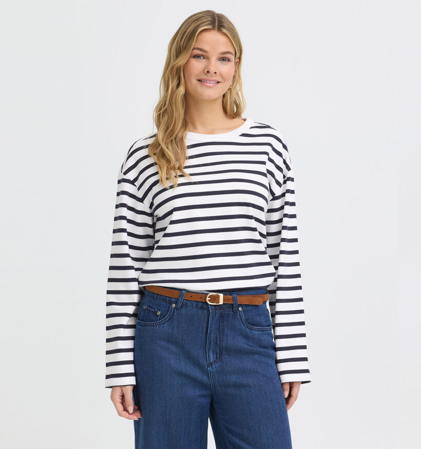 Fransa Bree Witte/Blauw T-shirt voor dames (377900)