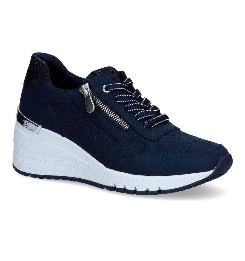 Marco Tozzi Blauwe Veterschoenen in stof (305927)