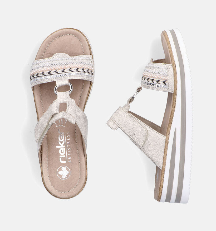 Rieker Gouden Slippers met sleehak voor dames (354918)